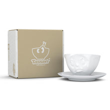 Load image into Gallery viewer, Coffee cup with a &#39;Oh Please&#39; facial expression and 6.5 oz capacity. From the TASSEN product family of fun dishware by FIFTYEIGHT Products. Coffee cup with matching saucer crafted from quality porcelain.
