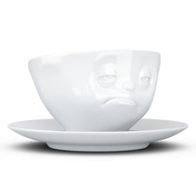 Load image into Gallery viewer, Coffee cup with a &#39;snoozy&#39; facial expression and 6.5 oz capacity. From the TASSEN product family of fun dishware by FIFTYEIGHT Products. Coffee cup with matching saucer crafted from quality porcelain.
