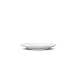 Premium porcelain saucer for coffee cups in white from the TASSEN product family of fun dishware by FIFTYEIGHT Products. Replacement saucer for our Espresso Cups. Single saucer. Dishwasher and microwave safe saucer with FIFTYEIGHT logo details.