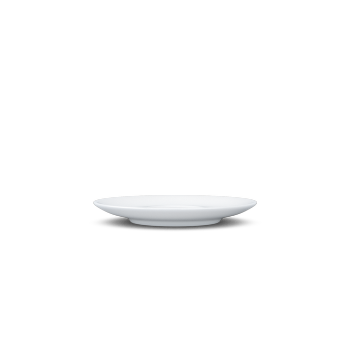 Premium porcelain saucer for coffee cups in white from the TASSEN product family of fun dishware by FIFTYEIGHT Products. Replacement saucer for our Espresso Cups. Single saucer. Dishwasher and microwave safe saucer with FIFTYEIGHT logo details.