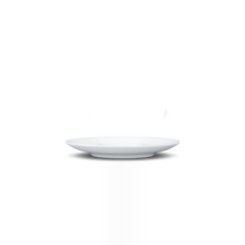Load image into Gallery viewer, Premium porcelain saucer for coffee cups in white from the TASSEN product family of fun dishware by FIFTYEIGHT Products. Replacement saucer for our Espresso Cups. Single saucer. Dishwasher and microwave safe saucer with FIFTYEIGHT logo details.
