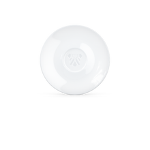 Load image into Gallery viewer, Premium porcelain saucer for coffee cups in white from the TASSEN product family of fun dishware by FIFTYEIGHT Products. Replacement saucer for our Espresso Cups. Single saucer. Dishwasher and microwave safe saucer with FIFTYEIGHT logo details.
