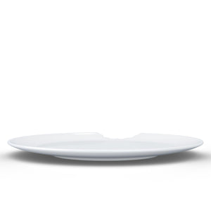 Set of two premium porcelain dessert plates in white with a 'bite mark' cutout at the edge. Dishwasher and microwave safe plate with a 7.8 inch diameter. From the TASSEN product family of fun dishware by FIFTYEIGHT Products. Made in Germany according to environmental standards.