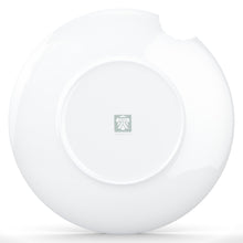 Load image into Gallery viewer, Set of two premium porcelain dinner plates in white with a &#39;bite mark&#39; cutout at the edge. Dishwasher and microwave safes plate with a 11 inch diameter. From the TASSEN product family of fun dishware by FIFTYEIGHT Products. Made in Germany according to environmental standards.
