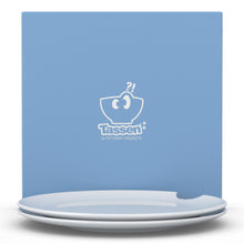 Load image into Gallery viewer, Set of two premium porcelain dinner plates in white with a &#39;bite mark&#39; cutout at the edge. Dishwasher and microwave safes plate with a 11 inch diameter. From the TASSEN product family of fun dishware by FIFTYEIGHT Products. Made in Germany according to environmental standards.
