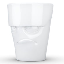 Load image into Gallery viewer, Coffee mug with &#39;grumpy&#39; facial expression and 11 oz capacity. From the TASSEN product family of fun dishware by FIFTYEIGHT Products. Tall coffee cup with handle in white, crafted from quality porcelain.
