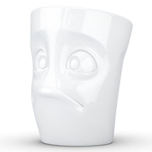 Load image into Gallery viewer, Coffee mug with &#39;baffled&#39; facial expression and 11 oz capacity. From the TASSEN product family of fun dishware by FIFTYEIGHT Products. Tall coffee cup with handle in white, crafted from quality porcelain.
