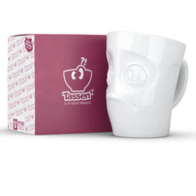 Load image into Gallery viewer, Coffee mug with &#39;baffled&#39; facial expression and 11 oz capacity. From the TASSEN product family of fun dishware by FIFTYEIGHT Products. Tall coffee cup with handle in white, crafted from quality porcelain.
