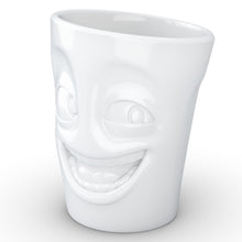 Load image into Gallery viewer, Coffee mug with &#39;joking&#39; facial expression and 11 oz capacity. From the TASSEN product family of fun dishware by FIFTYEIGHT Products. Tall coffee cup with handle in white, crafted from quality porcelain.
