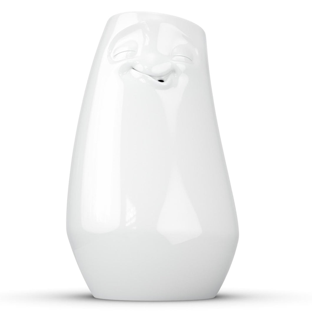 Exclusive designer flower vase made from premium porcelain with a 'laid back' facial expression. Stands at 9 inches tall on a footed base. From the TASSEN product family of fun dishware by FIFTYEIGHT Products. Made in Germany according to environmental standards.