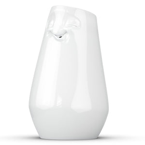 Exclusive designer flower vase made from premium porcelain with a 'laid back' facial expression. Stands at 9 inches tall on a footed base. From the TASSEN product family of fun dishware by FIFTYEIGHT Products. Made in Germany according to environmental standards.