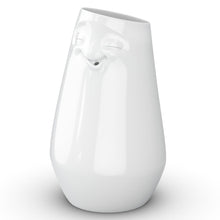 Load image into Gallery viewer, Exclusive designer flower vase made from premium porcelain with a &#39;laid back&#39; facial expression. Stands at 9 inches tall on a footed base. From the TASSEN product family of fun dishware by FIFTYEIGHT Products. Made in Germany according to environmental standards.
