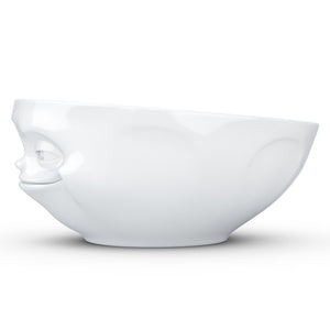 Versatile 11 ounce capacity porcelain bowl in white featuring a sculpted ‘laughing’ facial expression. From the TASSEN product family of fun dishware by FIFTYEIGHT Products. Quality bowl perfect for ice cream to tapas, nuts and hearty dips.