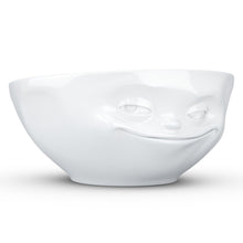 Load image into Gallery viewer, Versatile 11 ounce capacity porcelain bowl in white featuring a sculpted ‘laughing’ facial expression. From the TASSEN product family of fun dishware by FIFTYEIGHT Products. Quality bowl perfect for ice cream to tapas, nuts and hearty dips.
