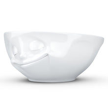 Load image into Gallery viewer, Versatile 11 ounce capacity porcelain bowl in white featuring a sculpted ‘happy’ facial expression. From the TASSEN product family of fun dishware by FIFTYEIGHT Products. Quality bowl perfect for ice cream to tapas, nuts and hearty dips.
