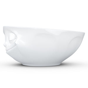 Versatile 11 ounce capacity porcelain bowl in white featuring a sculpted ‘happy’ facial expression. From the TASSEN product family of fun dishware by FIFTYEIGHT Products. Quality bowl perfect for ice cream to tapas, nuts and hearty dips.