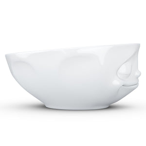 Versatile 11 ounce capacity porcelain bowl in white featuring a sculpted ‘happy’ facial expression. From the TASSEN product family of fun dishware by FIFTYEIGHT Products. Quality bowl perfect for ice cream to tapas, nuts and hearty dips.