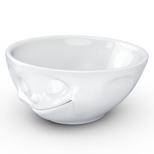 Load image into Gallery viewer, Versatile 11 ounce capacity porcelain bowl in white featuring a sculpted ‘happy’ facial expression. From the TASSEN product family of fun dishware by FIFTYEIGHT Products. Quality bowl perfect for ice cream to tapas, nuts and hearty dips.
