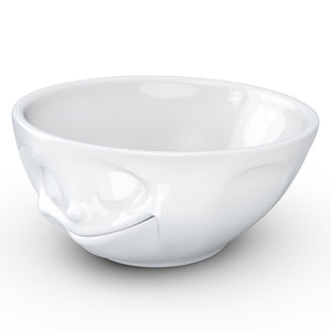 Versatile 11 ounce capacity porcelain bowl in white featuring a sculpted ‘happy’ facial expression. From the TASSEN product family of fun dishware by FIFTYEIGHT Products. Quality bowl perfect for ice cream to tapas, nuts and hearty dips.