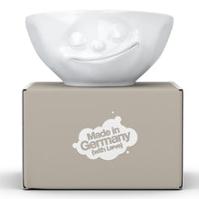 Load image into Gallery viewer, Versatile 11 ounce capacity porcelain bowl in white featuring a sculpted ‘happy’ facial expression. From the TASSEN product family of fun dishware by FIFTYEIGHT Products. Quality bowl perfect for ice cream to tapas, nuts and hearty dips.
