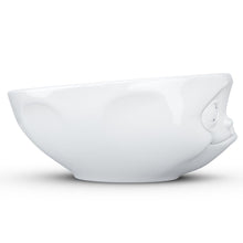 Load image into Gallery viewer, Versatile 11 ounce capacity porcelain bowl in white featuring a sculpted ‘tasty’ facial expression. From the TASSEN product family of fun dishware by FIFTYEIGHT Products. Quality bowl perfect for ice cream to tapas, nuts and hearty dips.
