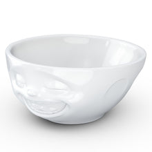 Load image into Gallery viewer, Versatile 11 ounce capacity porcelain bowl in white featuring a sculpted ‘laughing’ facial expression. From the TASSEN product family of fun dishware by FIFTYEIGHT Products. Quality bowl perfect for ice cream to tapas, nuts and hearty dips.
