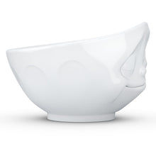 Load image into Gallery viewer, Extra large 33 ounce capacity porcelain bowl in white featuring a sculpted ‘happy’ facial expression. From the TASSEN product family of fun dishware by FIFTYEIGHT Products. Quality bowl perfect for serving cereal, soup, snacks and much more.
