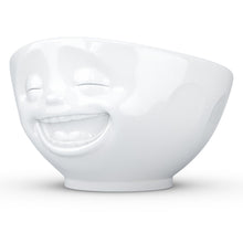 Load image into Gallery viewer, Extra large 33 ounce capacity porcelain bowl in white featuring a sculpted ‘laughing’ facial expression. From the TASSEN product family of fun dishware by FIFTYEIGHT Products. Quality bowl perfect for serving cereal, soup, snacks and much more.
