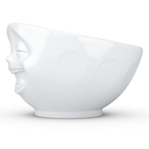 Extra large 33 ounce capacity porcelain bowl in white featuring a sculpted ‘laughing’ facial expression. From the TASSEN product family of fun dishware by FIFTYEIGHT Products. Quality bowl perfect for serving cereal, soup, snacks and much more.