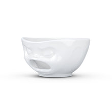 Load image into Gallery viewer, Premium extra large porcelain bowl in white from the TASSEN product family of fun dishware by FIFTYEIGHT Products. Offers 33 oz capacity with hole in front for fun effect to serve snacks. Dishwasher and microwave safe bowl featuring a sculpted ‘barfing’ facial expression. Shipped in exclusively designed gift box.
