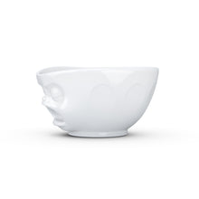 Load image into Gallery viewer, Premium extra large porcelain bowl in white from the TASSEN product family of fun dishware by FIFTYEIGHT Products. Offers 33 oz capacity with hole in front for fun effect to serve snacks. Dishwasher and microwave safe bowl featuring a sculpted ‘barfing’ facial expression. Shipped in exclusively designed gift box.
