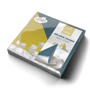 Pack of 20 disposable paper napkins in transparent packaging. Colorful paper napkins featuring zany TASSEN artwork in ""Afternoon Festoon" design. 12 by 12 inches in size and Made in Germany according to environmental standards.