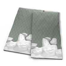 Load image into Gallery viewer, Pack of 16 disposable paper napkins in transparent packaging. Colorful paper napkins featuring zany TASSEN artwork in &quot;Full Bloom Festoon&quot; design. 12 by 12 inches in size and Made in Germany according to environmental standards.
