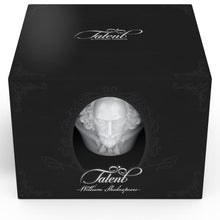 Load image into Gallery viewer, Premium porcelain coffee cup with saucer in white with sculpted William Shakespeare face. Dishwasher and microwave safe cup at 8.7 oz capacity. From the TALENT product family of cups dedicated to creative geniuses by FIFTYEIGHT Products.
